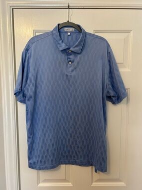 Peter Millar Sky Blue Geometric-Textured Polo